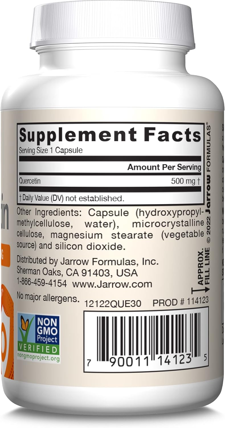 Quercetin 500mg Dietary Supplement for Cardiovascular & Immune Health - 30 Veggie Capsules