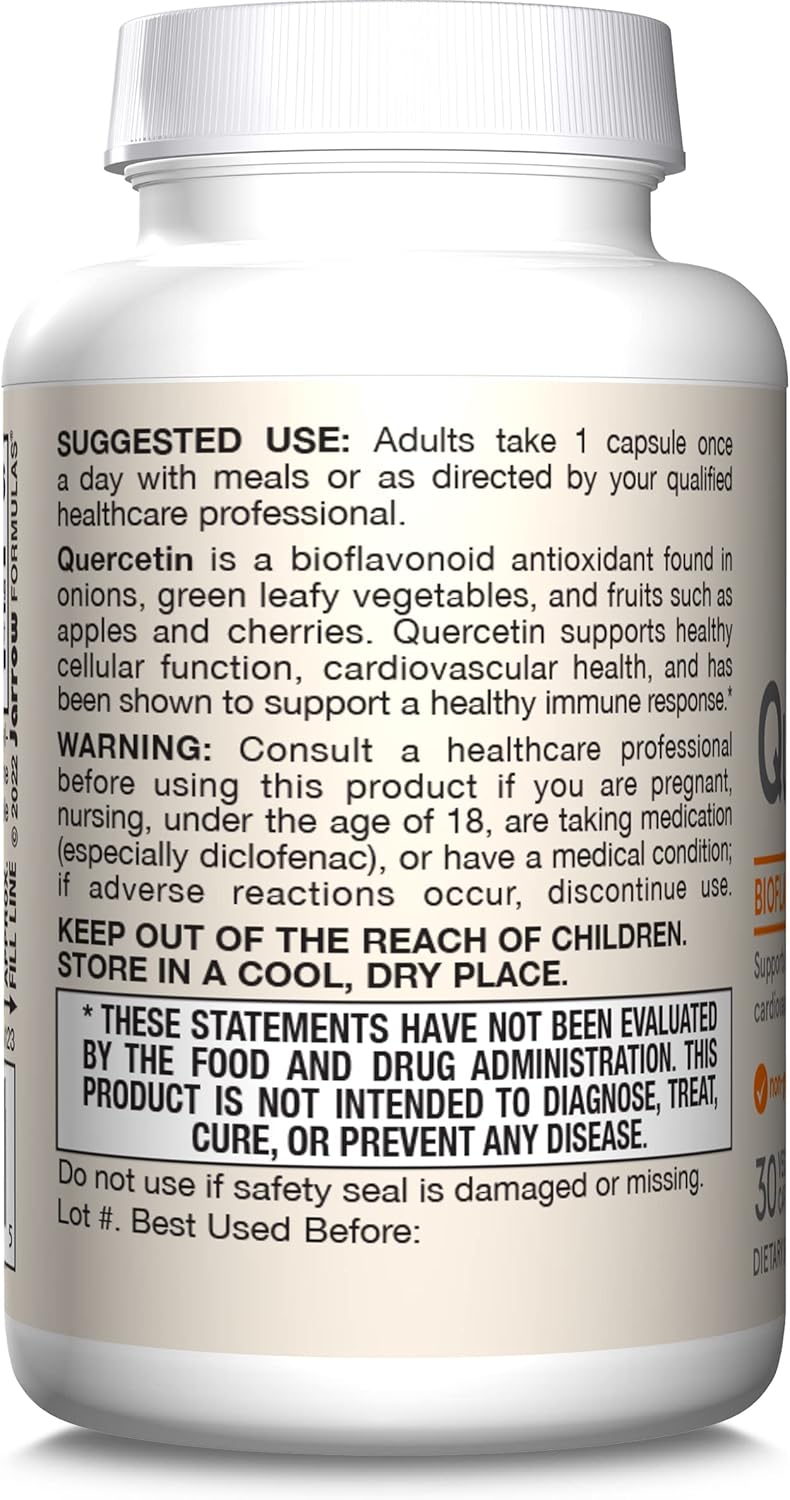 Quercetin 500mg Dietary Supplement for Cardiovascular & Immune Health - 30 Veggie Capsules