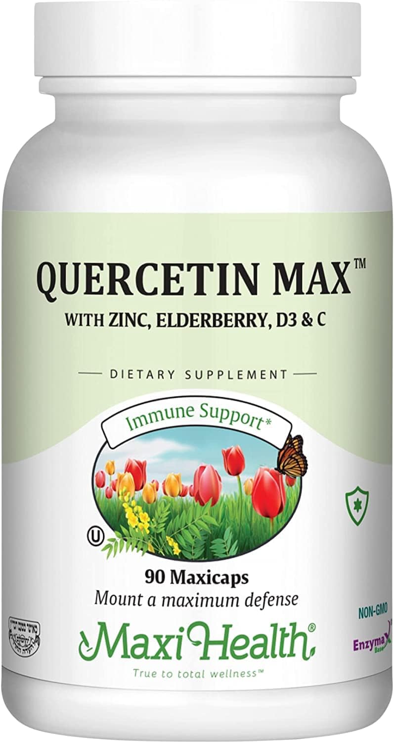 Quercetin 500mg with Zinc, Vitamin C, D, Elderberry - Vegetarian Supplement for Adults - 90 Capsules x 2 - Kosher Certified