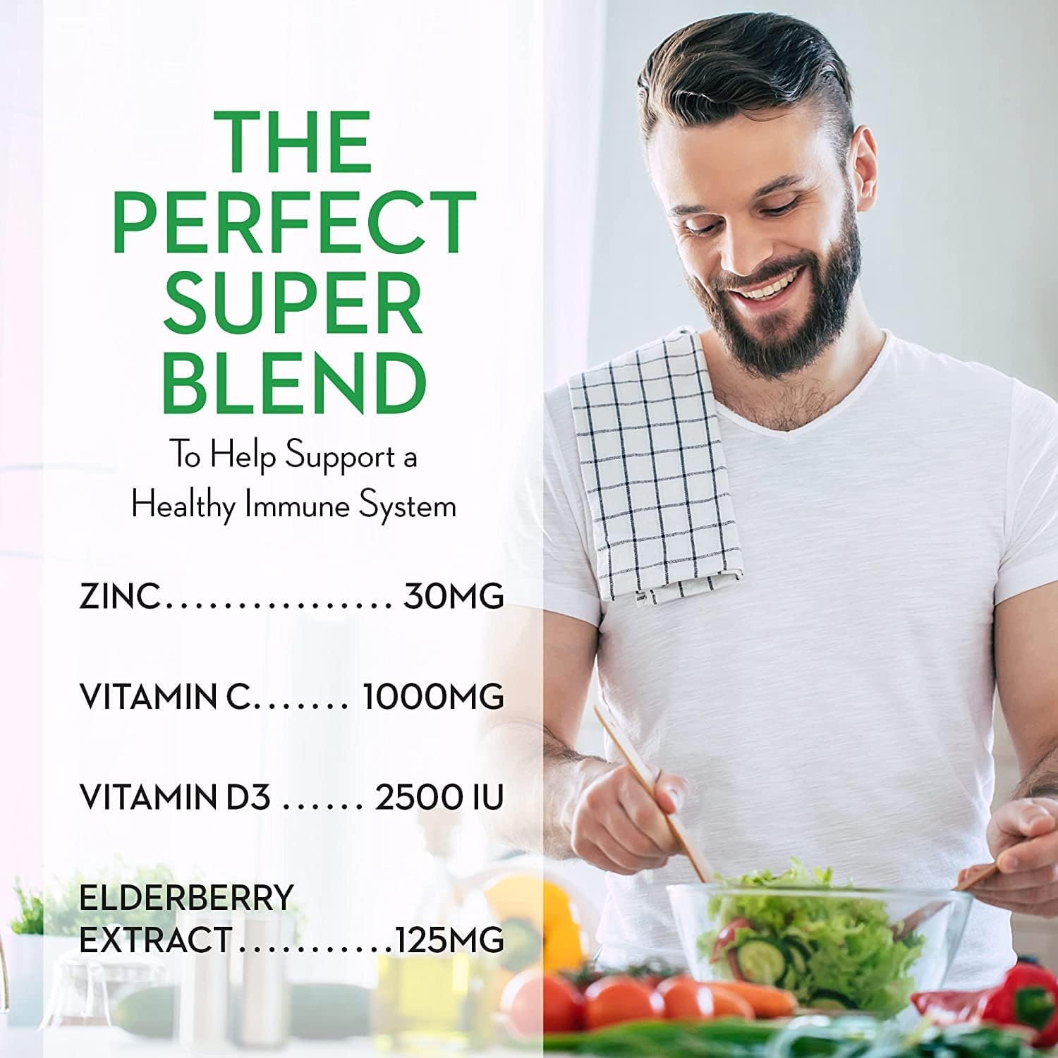 Quercetin 500mg with Zinc, Vitamin C, D, Elderberry - Vegetarian Supplement for Adults - 90 Capsules x 2 - Kosher Certified