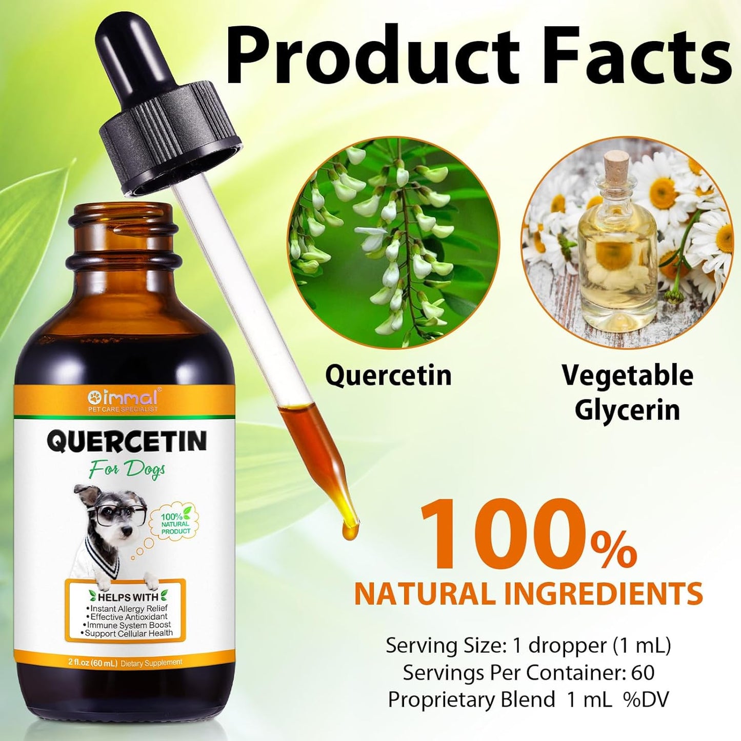 Quercetin Supplement with Vitamin C for Dogs | Allergy Relief & Immune Support for Dogs | Anti-Itch Formula for Pets