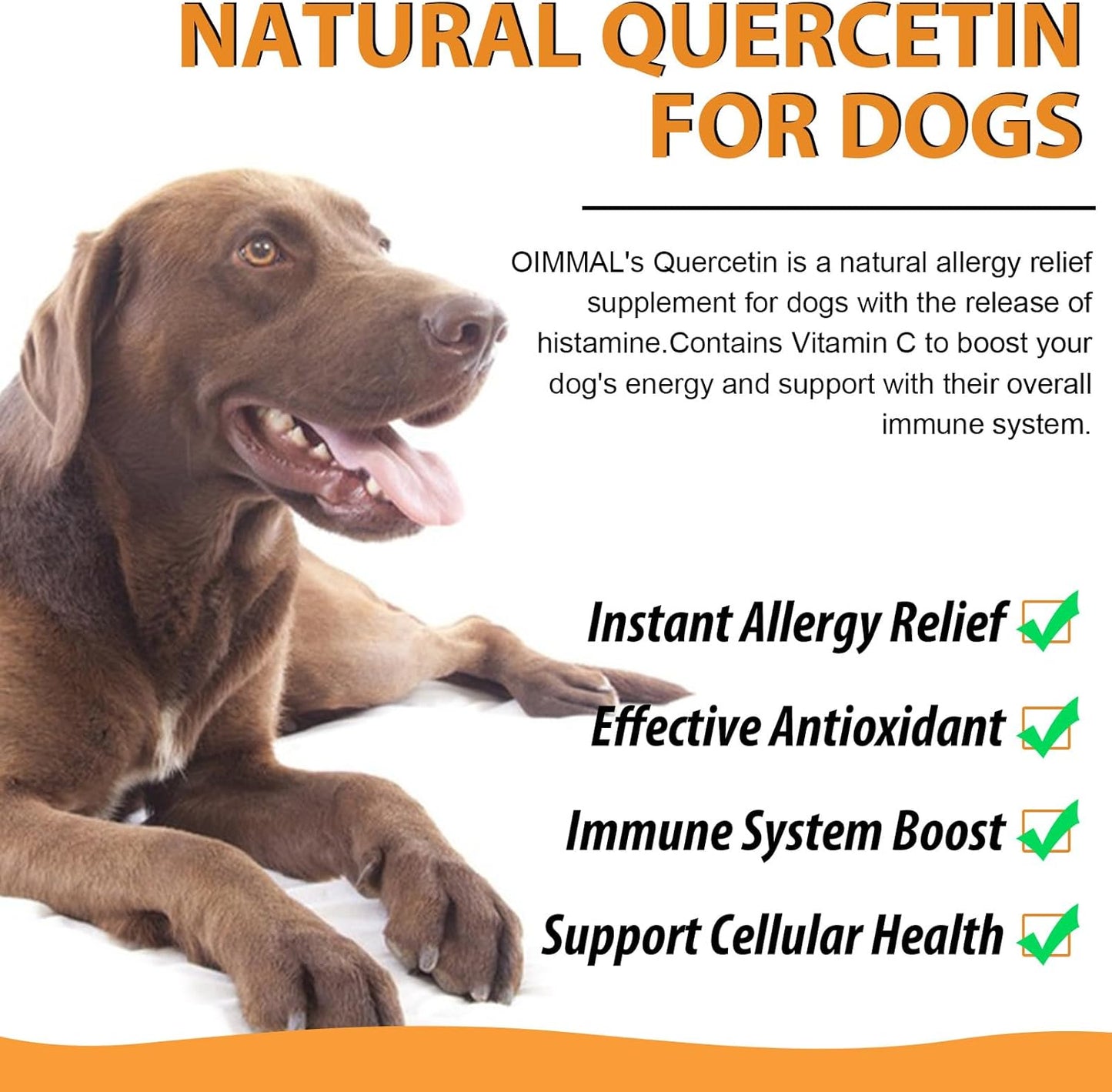 Quercetin Supplement with Vitamin C for Dogs | Allergy Relief & Immune Support for Dogs | Anti-Itch Formula for Pets
