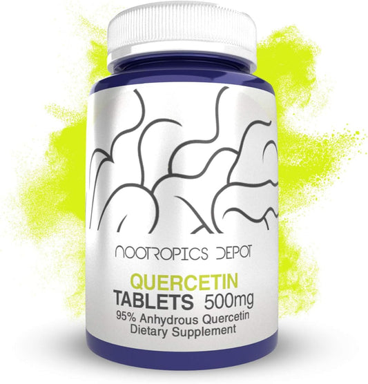 Quercetin Tablets 500mg | 60 Count | 95% Anhydrous Quercetin Supplements by Nootropics Depot