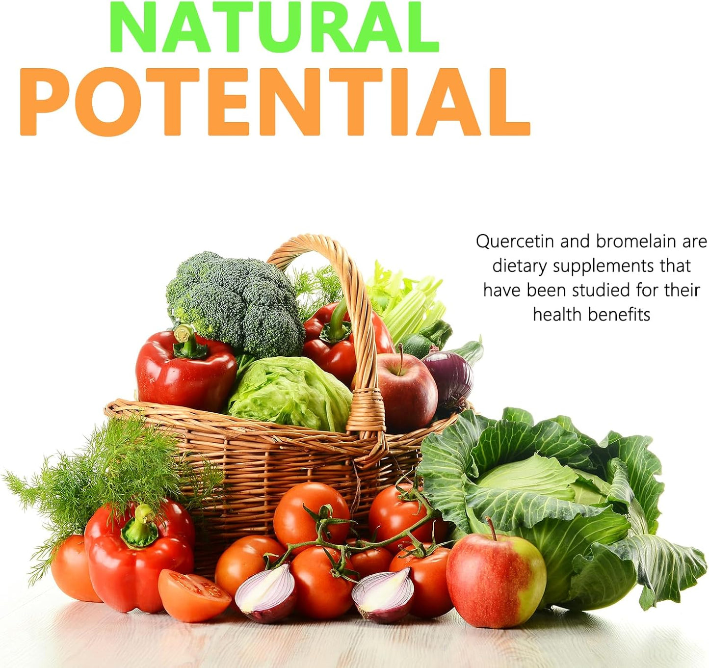 Quercetin with Bromelain 500mg Veggie Capsules - Immune & Body Health Support - 60 Capsules