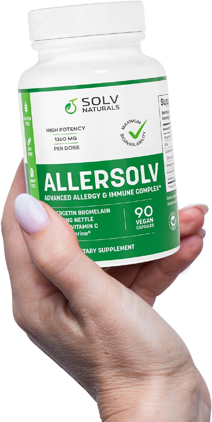 Quercetin with Bromelain Allergy & Immune Support Complex - Non-GMO Formula with Vitamin C, Zinc, and Nettle Leaf - 500mg Natural Allergy Supplement - 90 Veggie Capsules