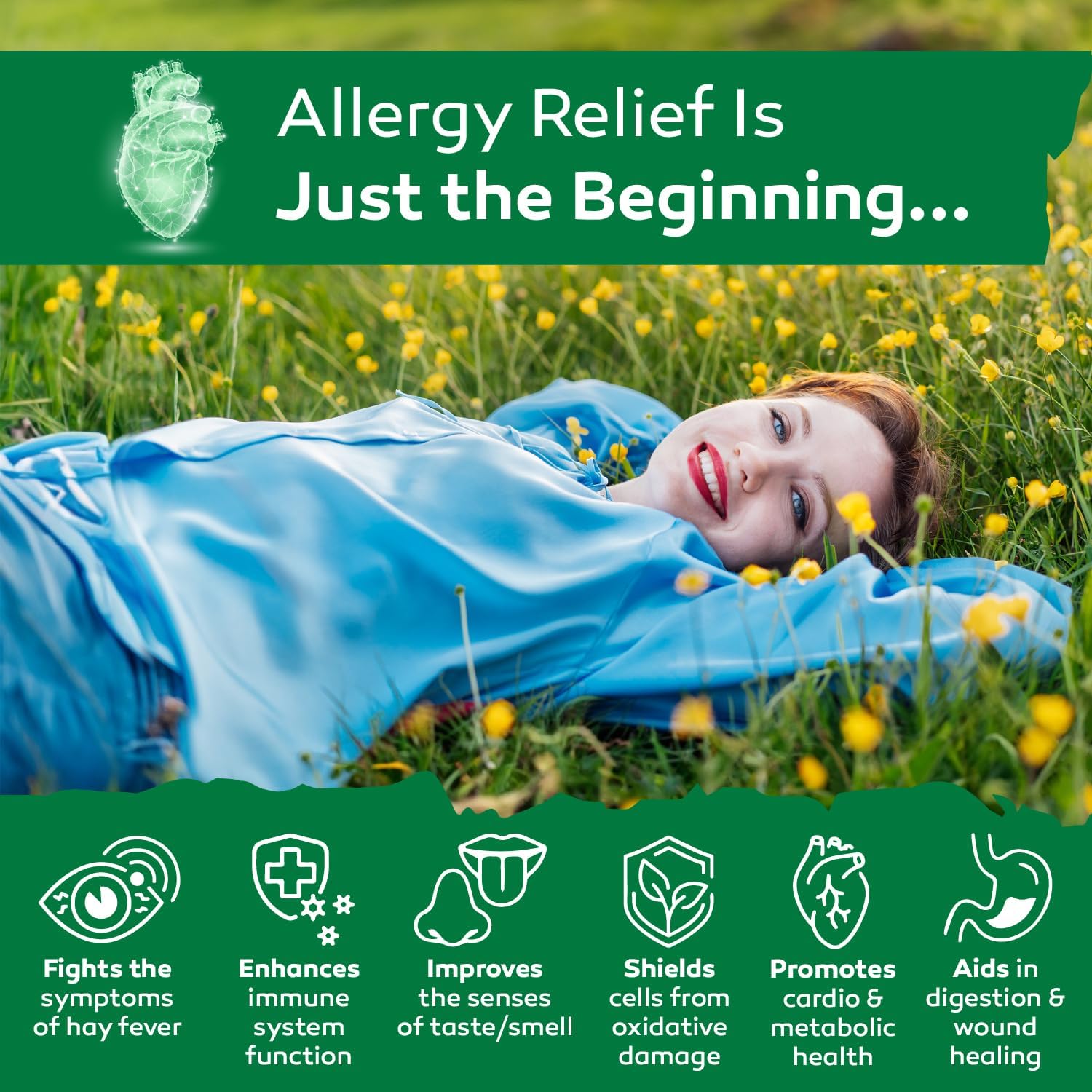 Quercetin with Bromelain Allergy & Immune Support Complex - Non-GMO Formula with Vitamin C, Zinc, and Nettle Leaf - 500mg Natural Allergy Supplement - 90 Veggie Capsules