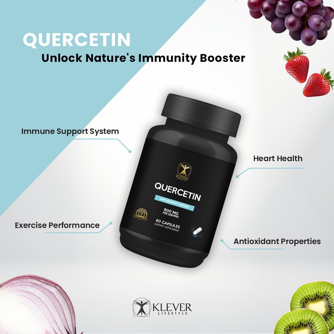 Quercetin with Bromelain Supplement for Brain Health and Antioxidant Support - 60 Capsules, 800mg