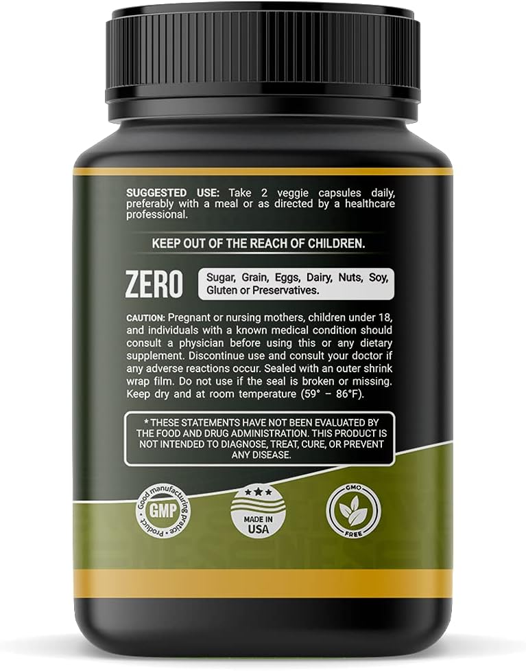 Quercetin with Vitamin C, Zinc, and Bromelain Capsules - 500mg - 120 Veggie Caps - Non-GMO, Gluten-Free, Vegan - 2 Month Supply