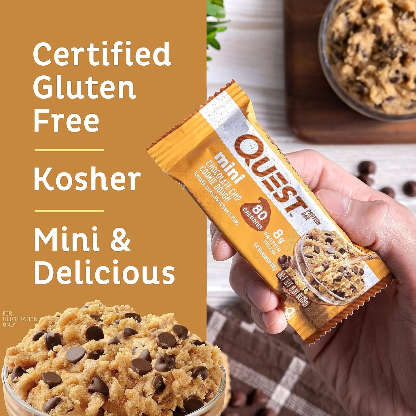 Quest Nutrition Chocolate Chip Cookie Dough Protein Bars - 14 Count, High Protein, Low Sugar, Low Net Carbs, Gluten-Free