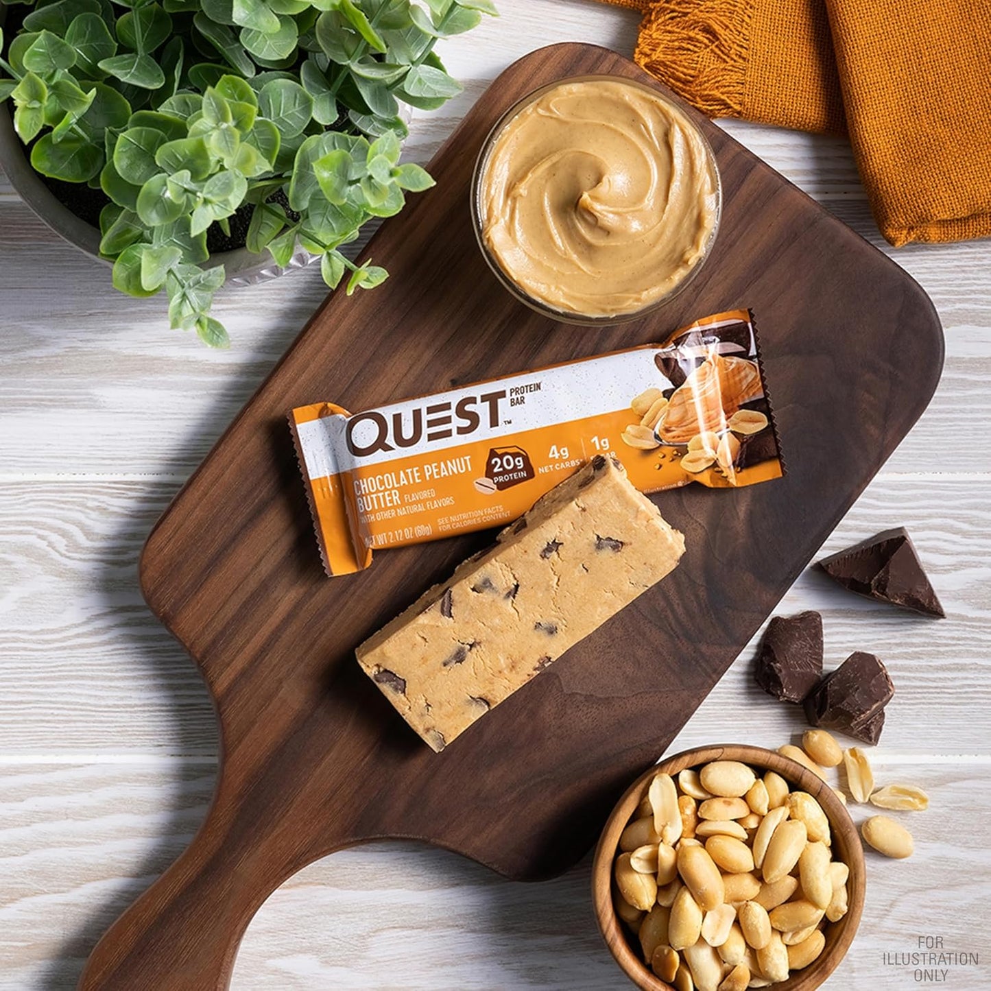 Quest Nutrition Chocolate Peanut Butter Bars - High Protein, Low Sugar, Keto-Friendly Snack, 12 Bars