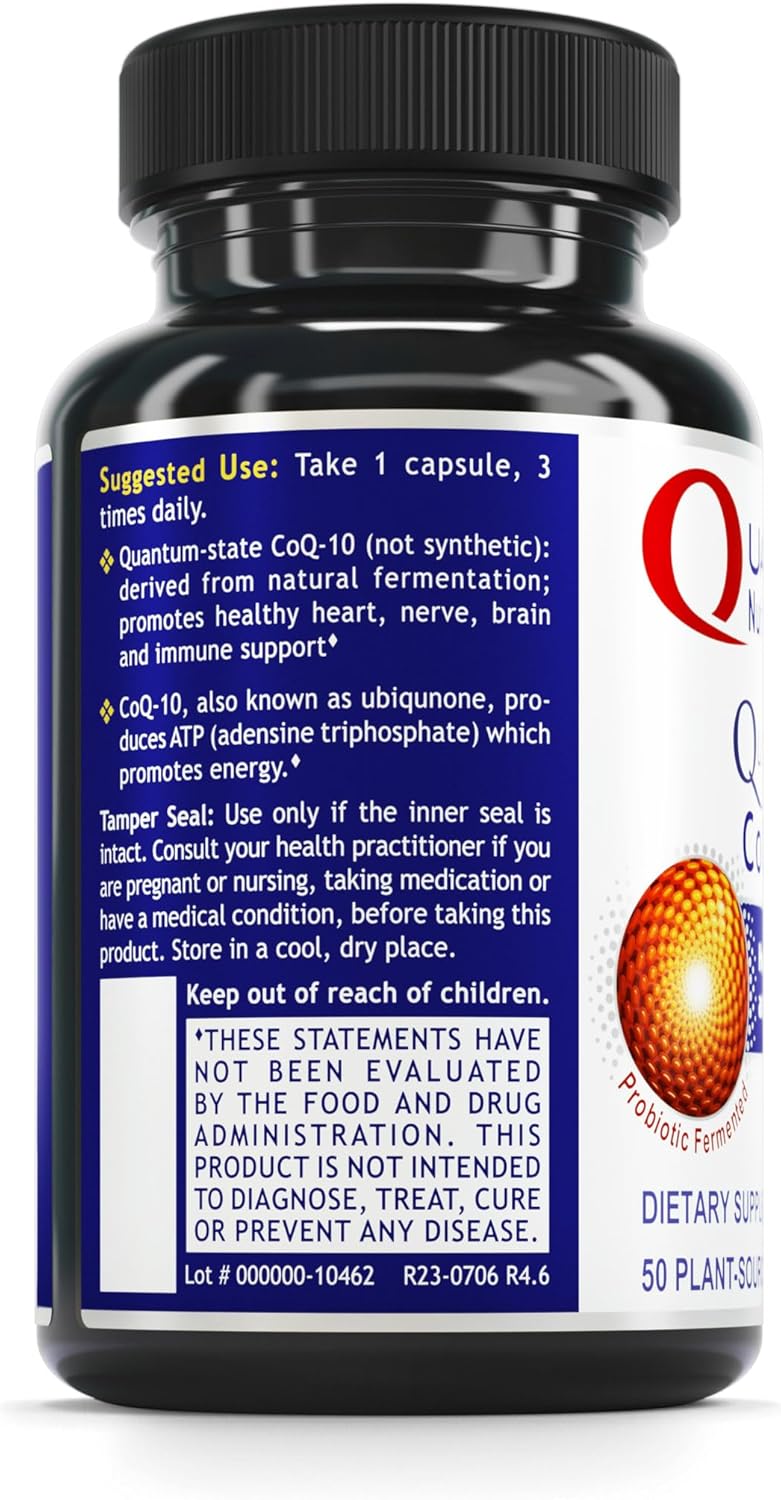 Qultured CoQ-10 Supplement - 100mg Ubiquinol Coenzyme Q10 Capsules with Red Algae for Heart, Nerve, and Immune Support - 60 Vegetarian Caps