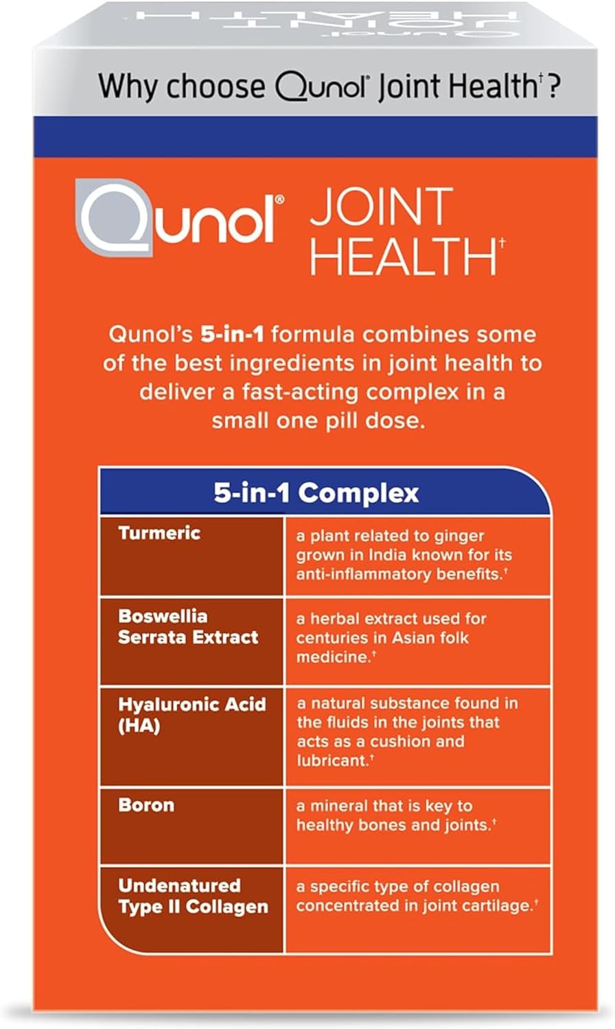 Qunol 5-in-1 Joint Support Supplement - Fast-Acting One Pill Dose for Healthy Inflammation Response & Joint Discomfort - 60 Count