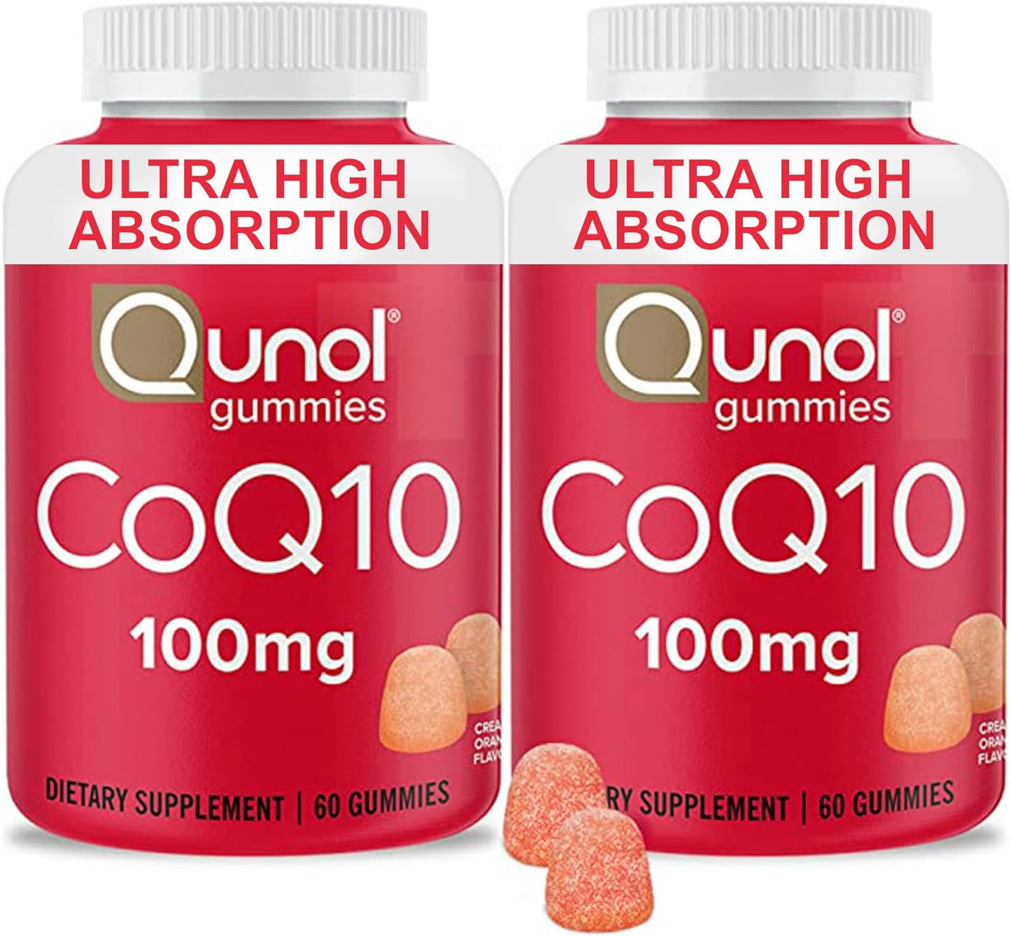 Qunol CoQ10 Gummies - 100mg, Heart Health Support, Vegan & Gluten Free, High Absorption, 2 Month Supply (120 Gummies)
