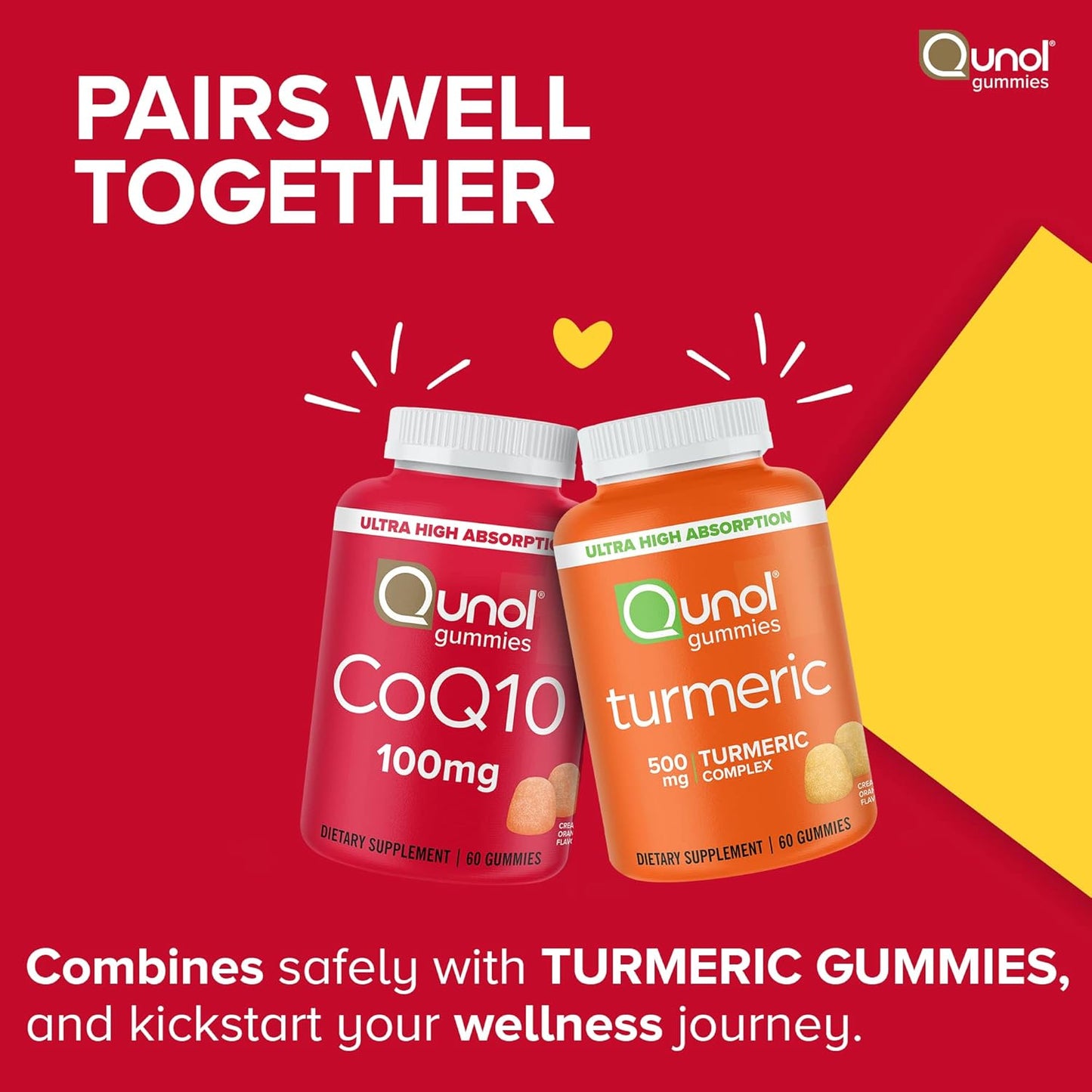 Qunol CoQ10 Gummies - 100mg, Heart Health Support, Vegan & Gluten Free, High Absorption, 2 Month Supply (120 Gummies)