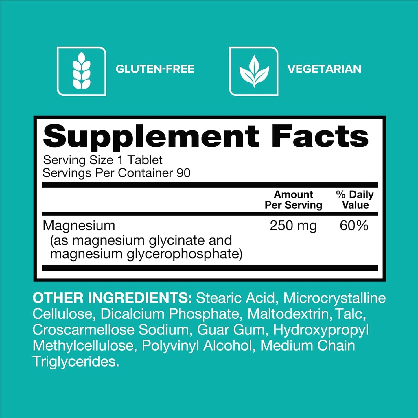 Qunol Magnesium Glycinate Complex 250mg - Gentle on Stomach - Superior-Absorption Nerve, Bone, and Muscle Health Supplement - 90 Count