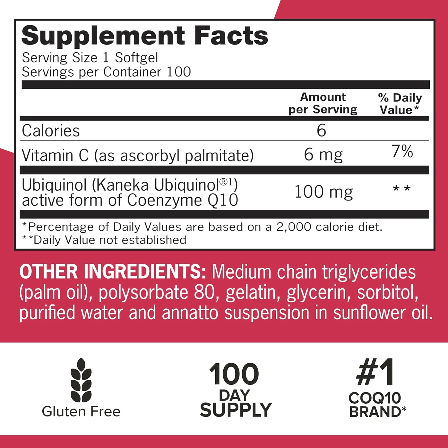 Qunol Mega Ubiquinol 100mg CoQ10 Softgels for Heart Health - Patented Water/Fat Soluble Antioxidant Supplement with Superior Absorption - 100 Count