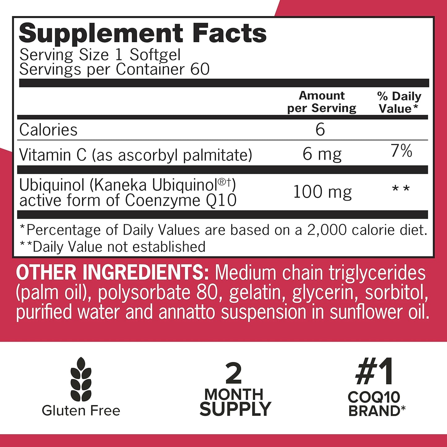 Qunol Mega Ubiquinol CoQ10 100mg Softgels - Superior Absorption - Heart Health & Blood Pressure Support - 2 Month Supply - 60 Count