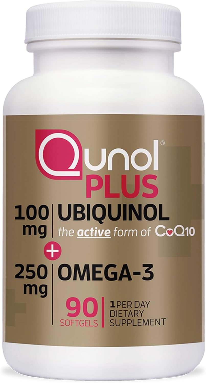 Qunol Plus Ubiquinol with Omega-3 Fish Oil - Heart Health Antioxidant Supplement, CoQ10 Active Form, 90 Count