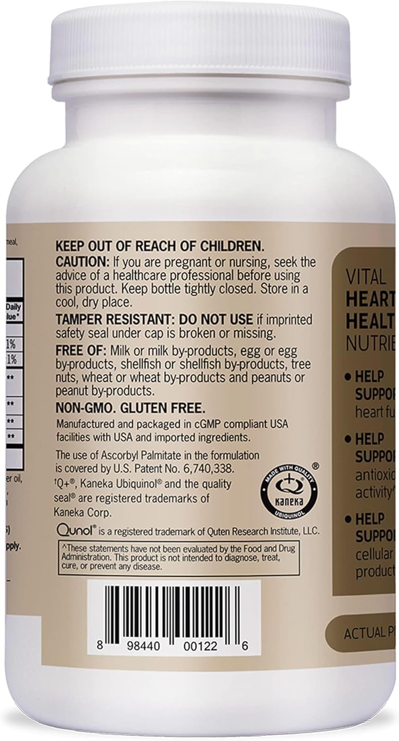 Qunol Plus Ubiquinol with Omega-3 Fish Oil - Heart Health Antioxidant Supplement, CoQ10 Active Form, 90 Count