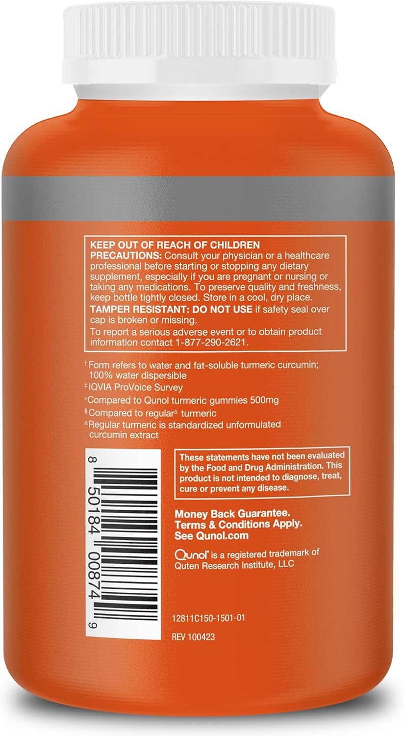 Qunol Turmeric Curcumin Supplement, 1000mg, High Absorption, Joint Support, Extra Strength Capsules, 150 Count - Best Turmeric Supplement