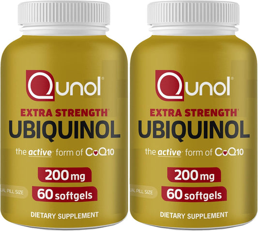 Qunol Ubiquinol CoQ10 200mg Softgels - 120 Count Total - Heart Health Antioxidant - Active Form Ubiquinol 200mg - Pack of 2