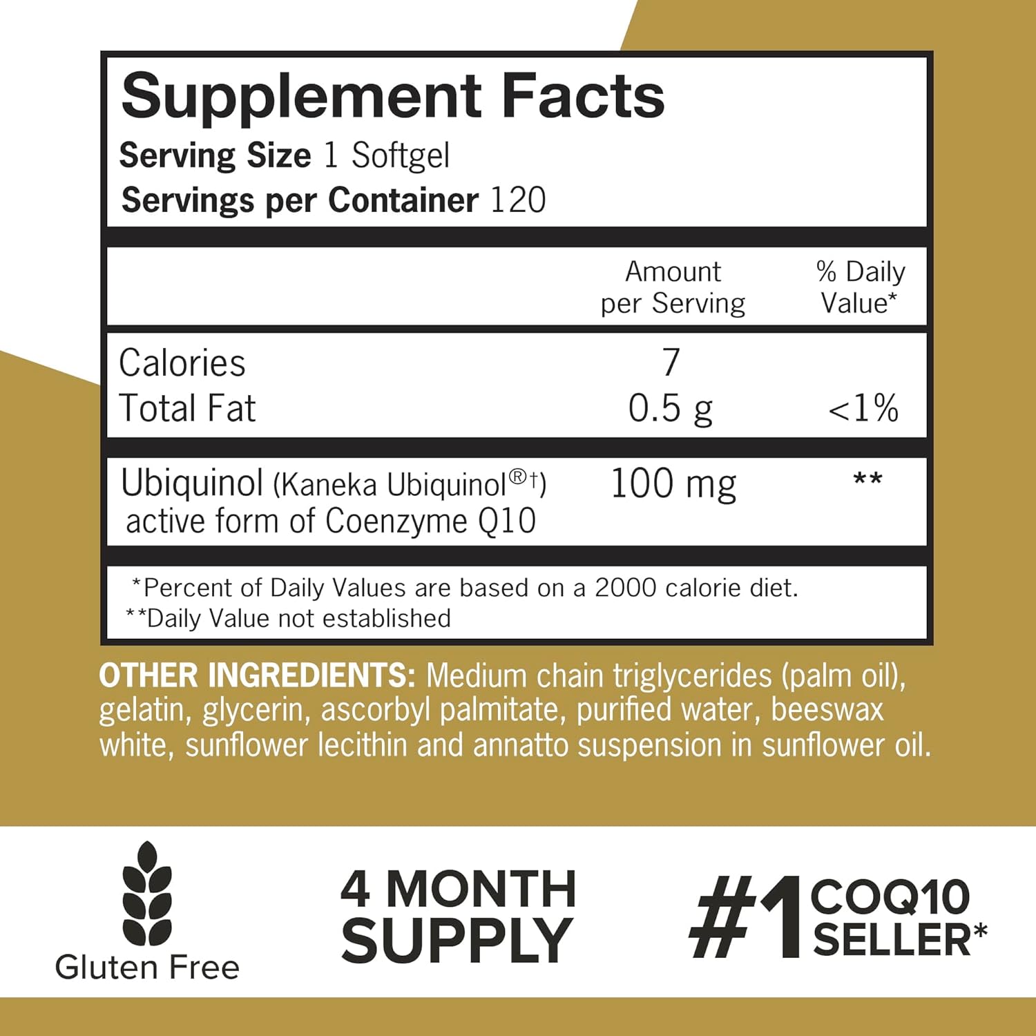 Qunol Ubiquinol CoQ10 Softgels 100mg - Heart Health Antioxidant, Supports Healthy Blood Pressure, Ideal for Statin Users, 120 Count