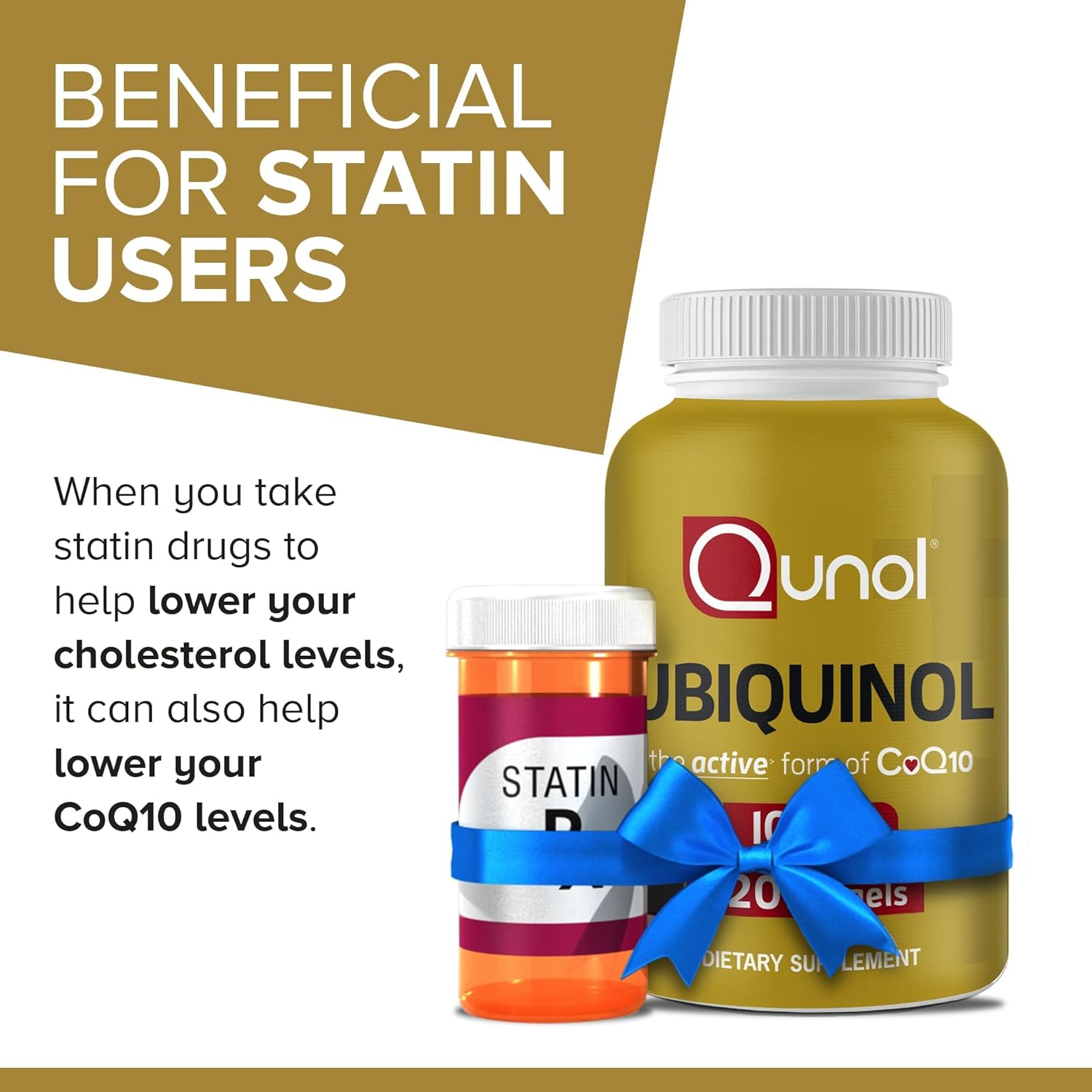 Qunol Ubiquinol CoQ10 Softgels 100mg - Heart Health Antioxidant, Supports Healthy Blood Pressure, Ideal for Statin Users, 120 Count