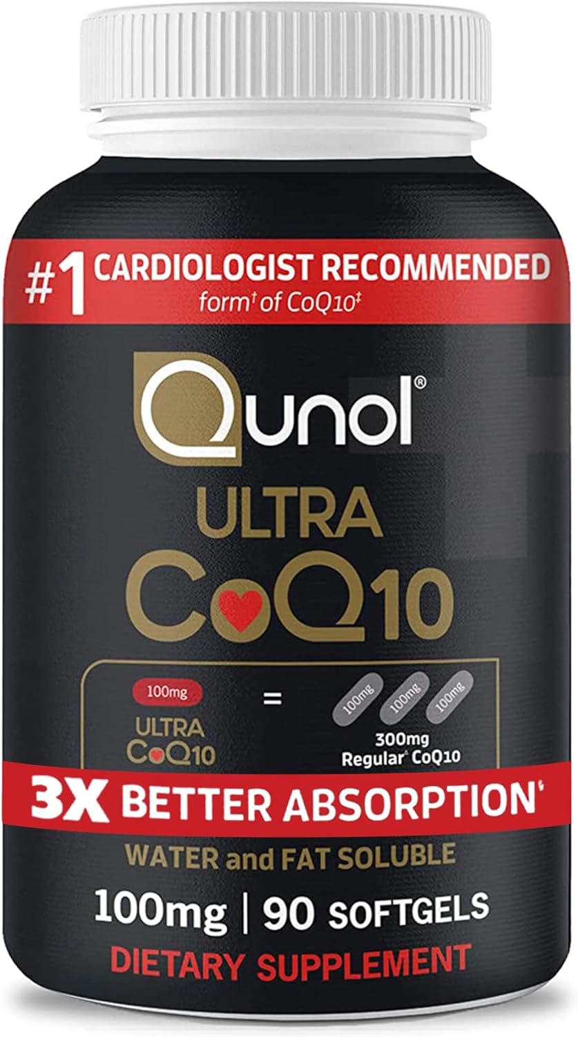 Qunol Ultra CoQ10 100mg Softgels - Enhanced Absorption Coenzyme Q10 Antioxidant for Heart Health & Energy, 90 Count, 3 Month Supply
