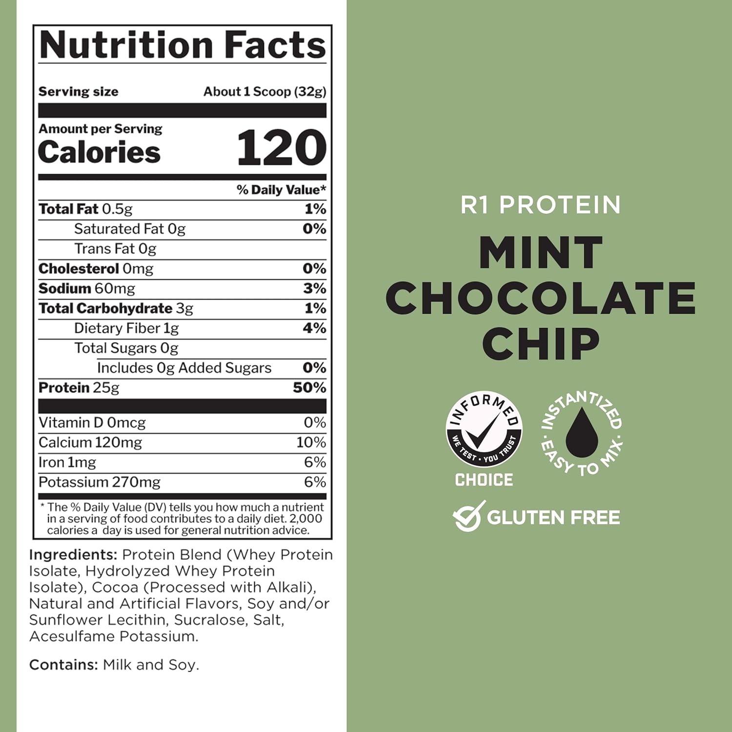 R1 Protein by Rule One Proteins - 25g Isolate & Hydrolysate Protein Powder with 6g BCAAs (5lb, Mint Chocolate Chip)