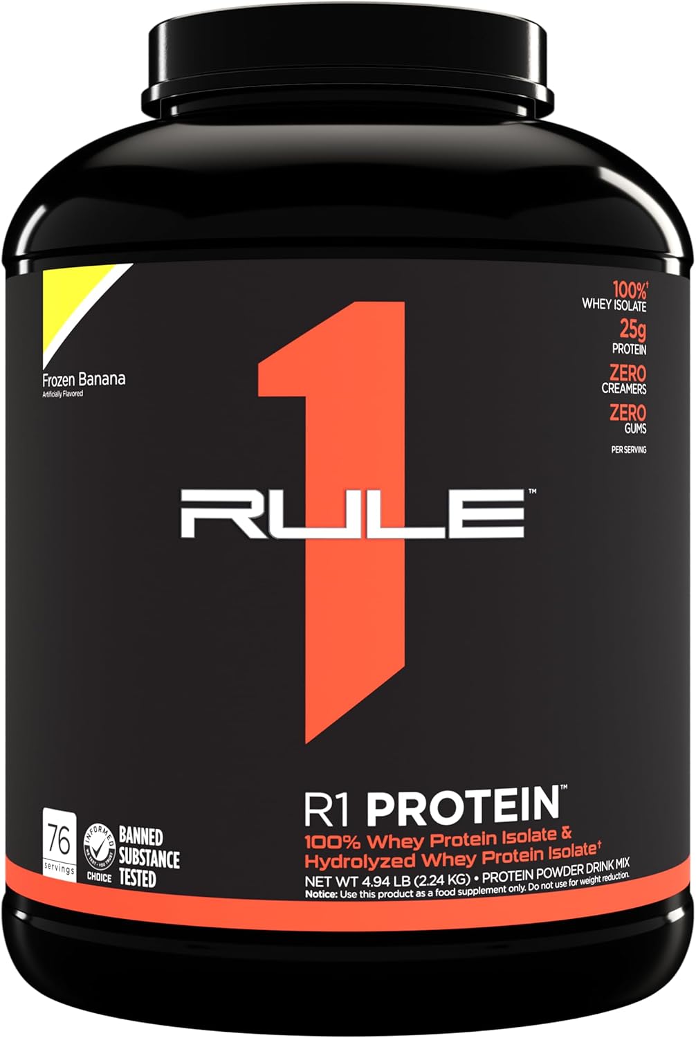 R1 Protein Powder - 25g Fast-Acting Isolate & Hydrolysate Protein with 6g BCAAs (5lbs, Frozen Banana)