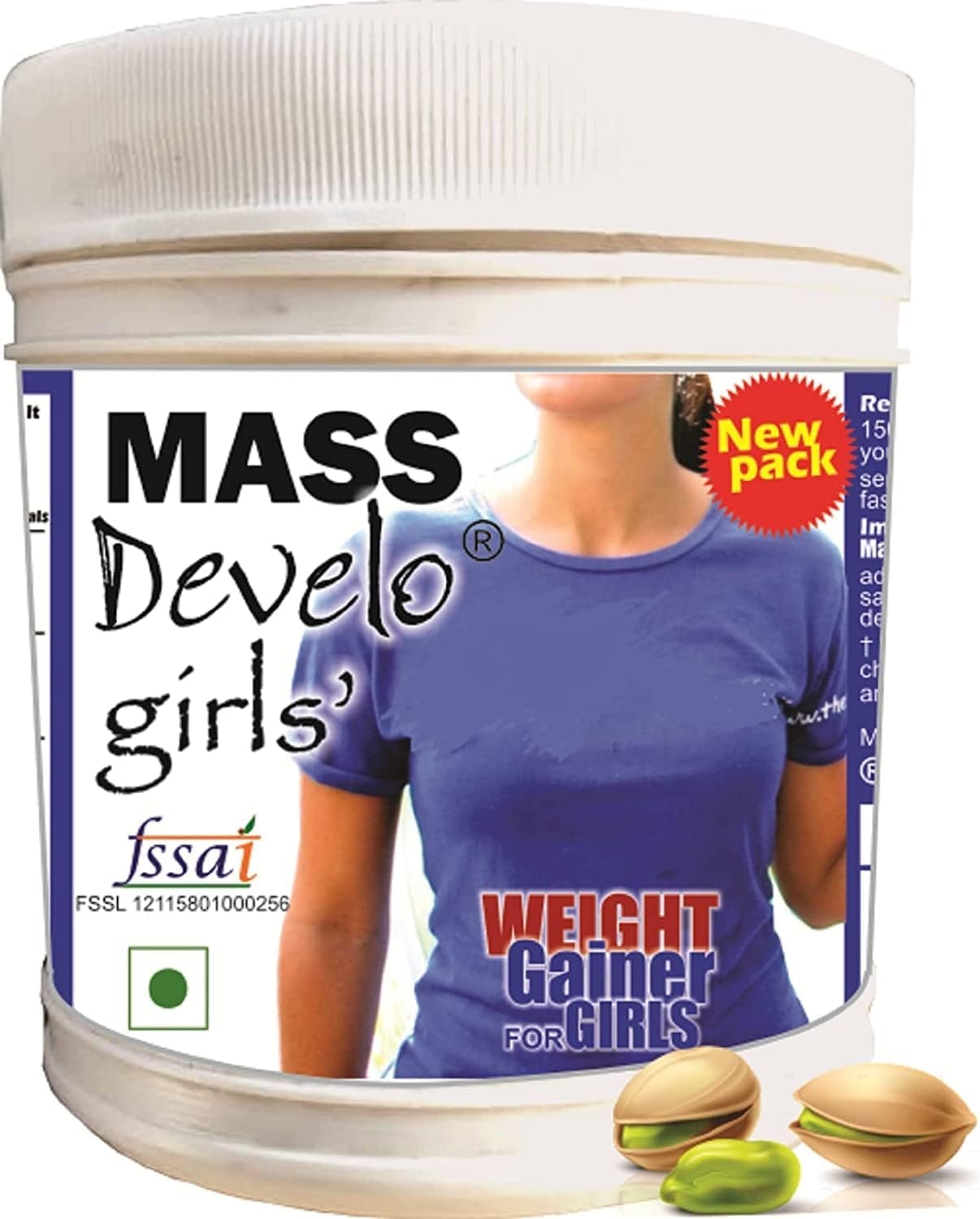Radhe Develo Women's Weight Gainer Protein Shake Powder with 27 Vitamins & Minerals - 600gm Kesar Badam Flavour