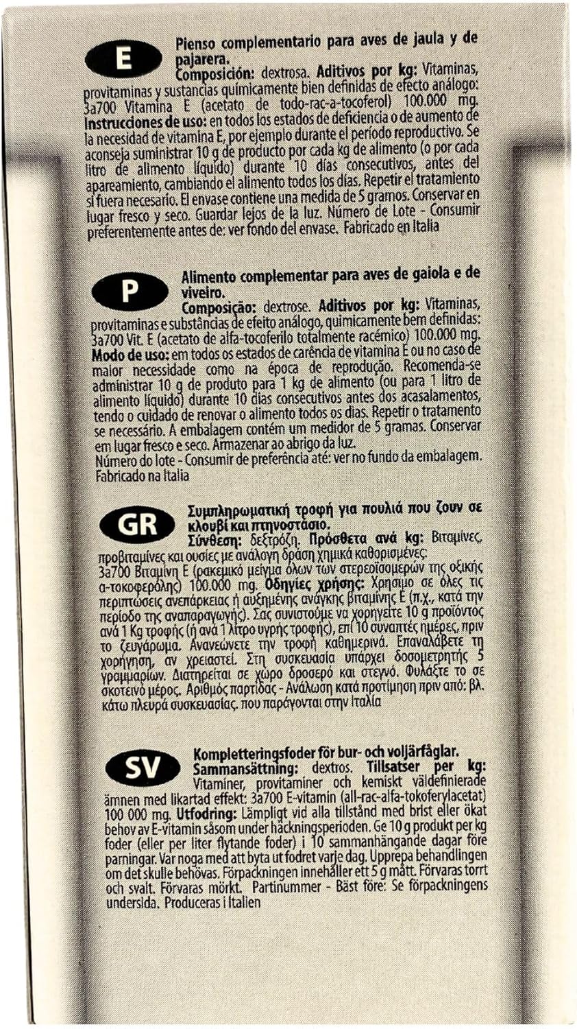 Raff Vitamin-E Powder Supplement for Birds - Global Luxury Management Bird Supplements for Avian Health - 100g