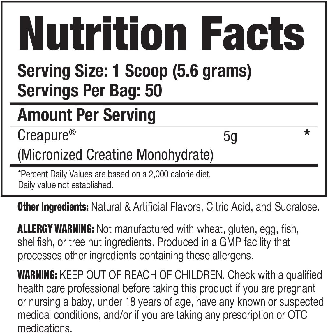 Rainbow Candy Creapure Creatine Powder - 5g Micronized Monohydrate for Recovery & Strength with 50 Servings