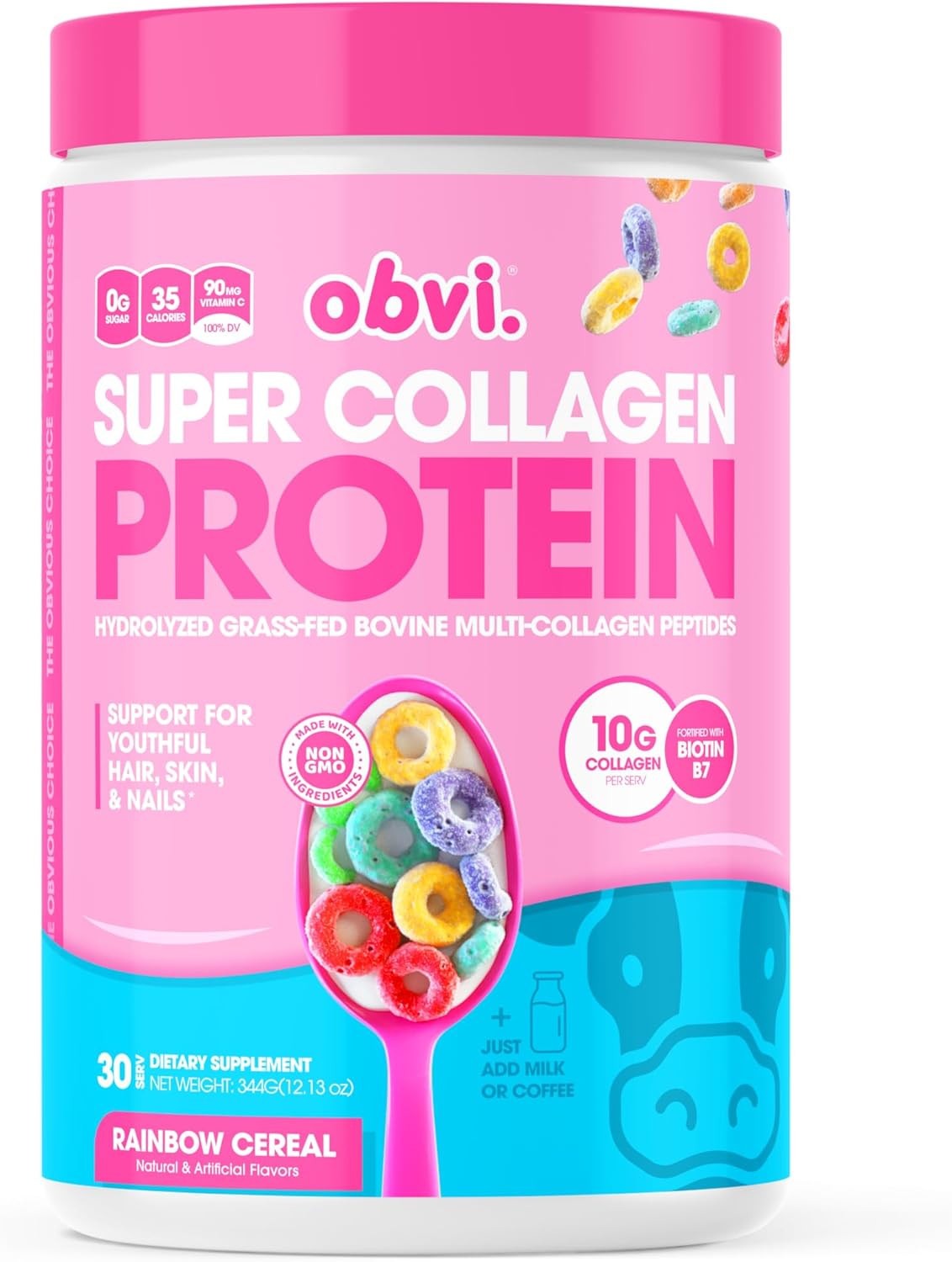 Rainbow Cereal Infused with Obvi Super Collagen Protein