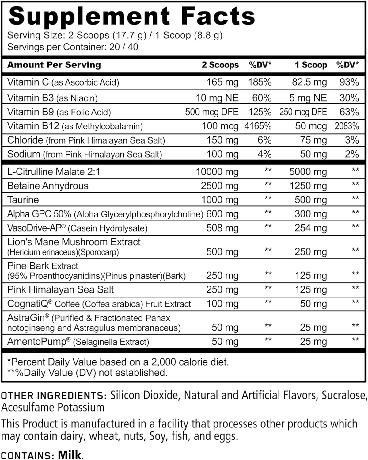 Rainbow Dragonfruit Pre-Workout Supplement with L-Citrulline Malate and Alpha GPC for Enhanced Performance - 40 Scoops