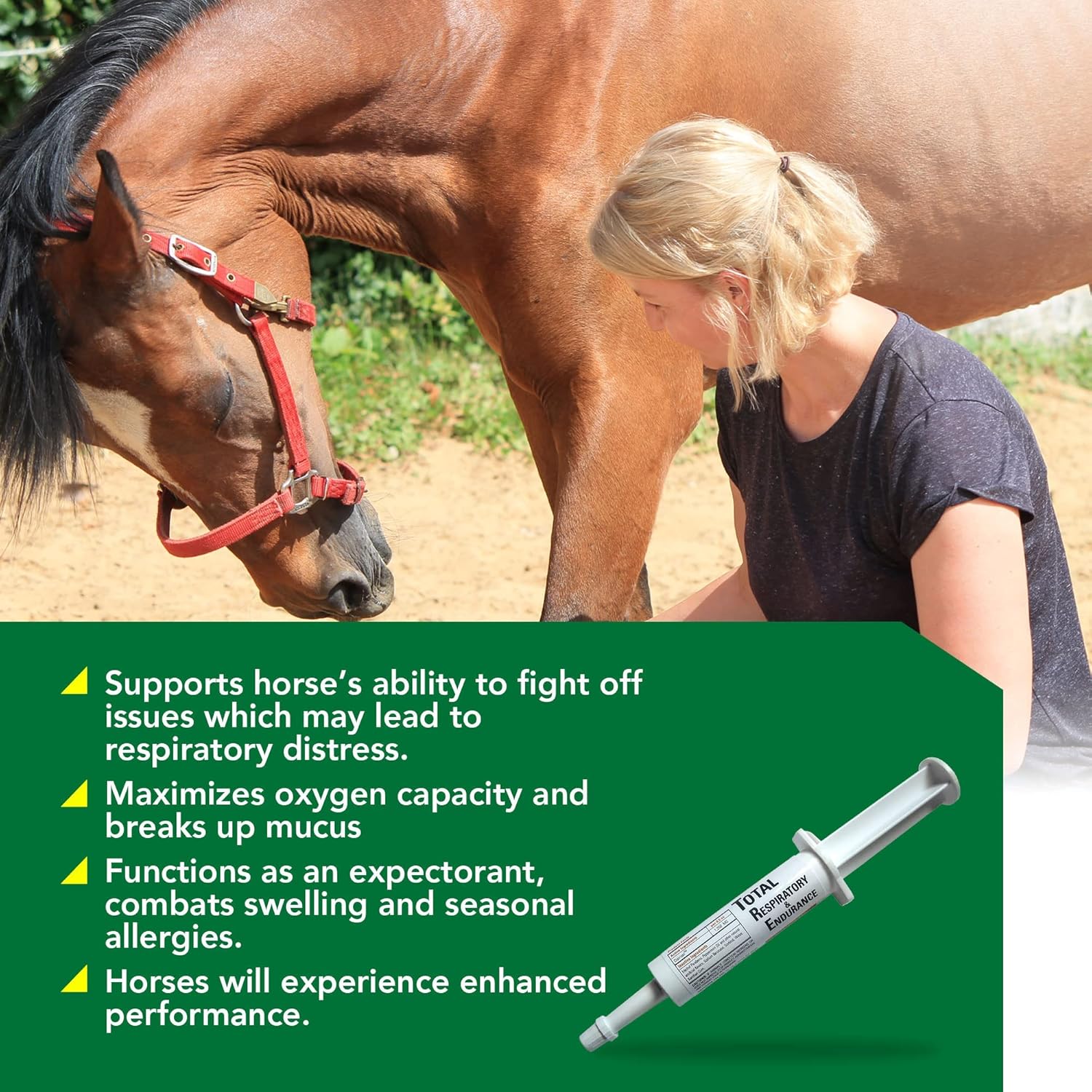 Ramard Total Respiratory & Endurance Syringe for Horses - Equine Vitamins & Supplements with Clairisol & Peppermint Oil - 1/2 oz, 1-Pack