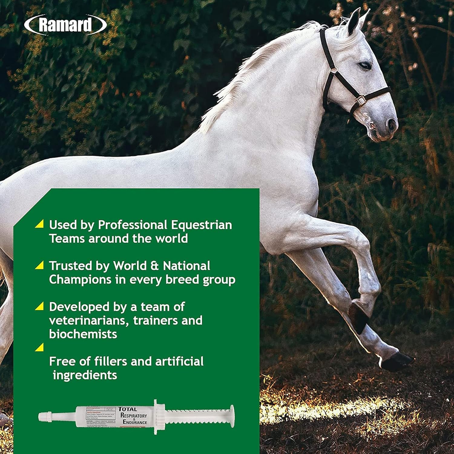 Ramard Total Respiratory & Endurance Syringe for Horses - Equine Vitamins & Supplements with Clairisol & Peppermint Oil - 1/2 oz, 1-Pack