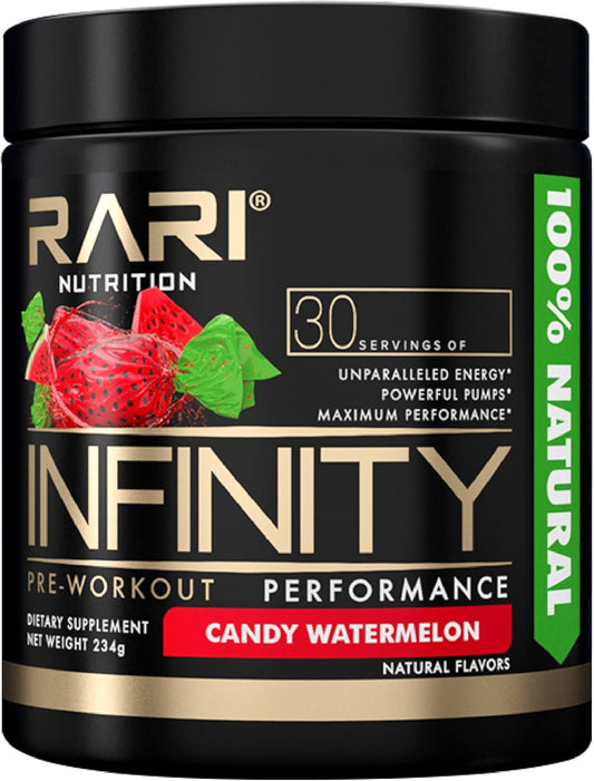 RARI Infinity Pre Workout Performance Powder - High-Performance Energy for Women and Men - Candy Watermelon Flavor - 30 Servings