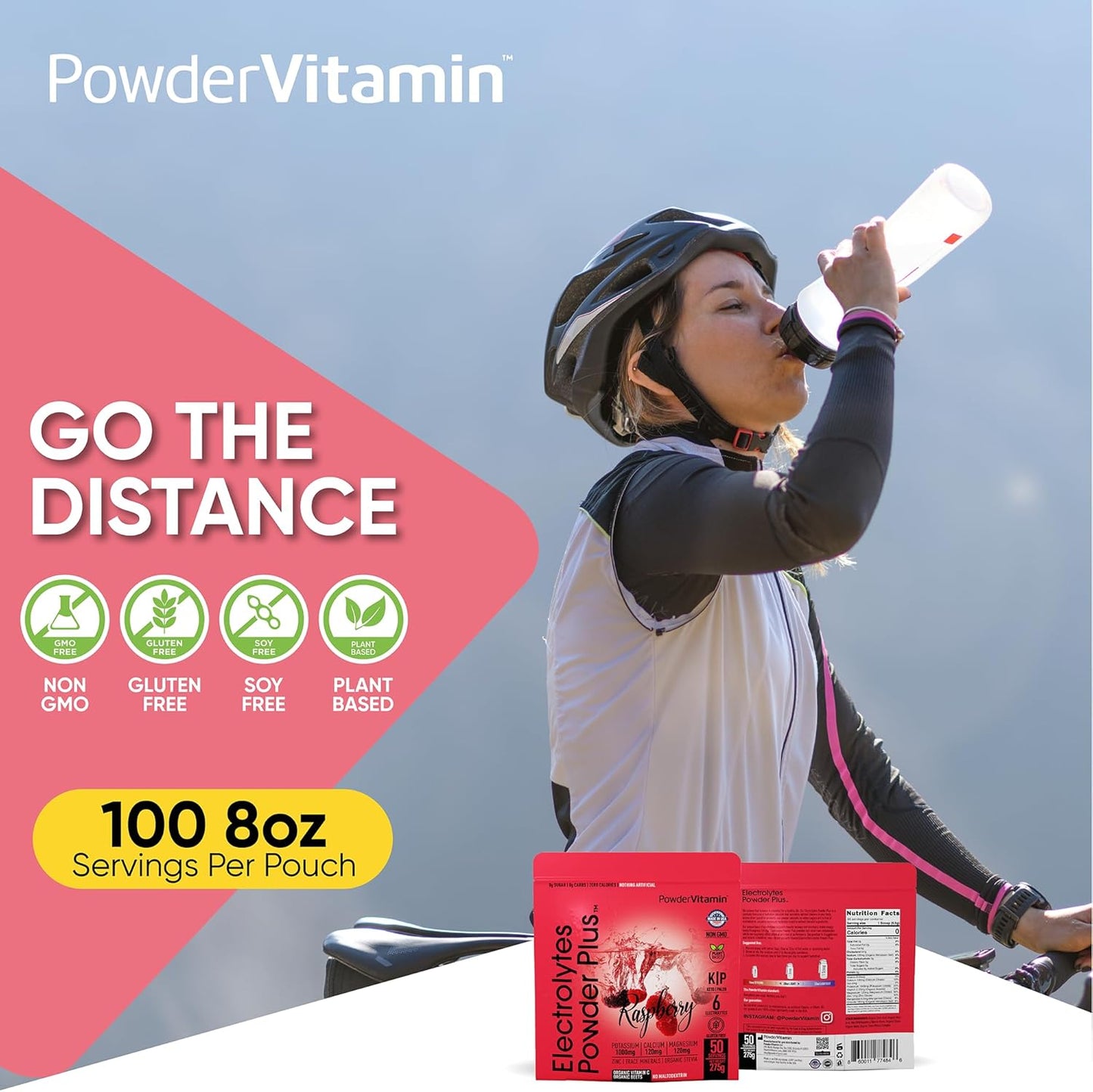 Raspberry Electrolyte Powder with Vitamin C - Zero Calorie Keto Hydration Drink with Potassium, Calcium, and Magnesium - 50 Servings