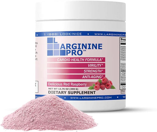 Raspberry Flavored L-arginine Supplement Drink Mix Powder | 5,500mg L-arginine & 1,100mg L-Citrulline | Boost Nitric Oxide Levels