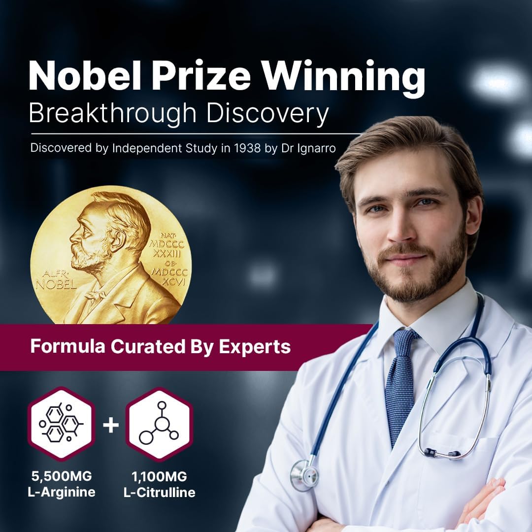 Raspberry Flavored L-arginine Supplement Drink Mix Powder | 5,500mg L-arginine & 1,100mg L-Citrulline | Boost Nitric Oxide Levels