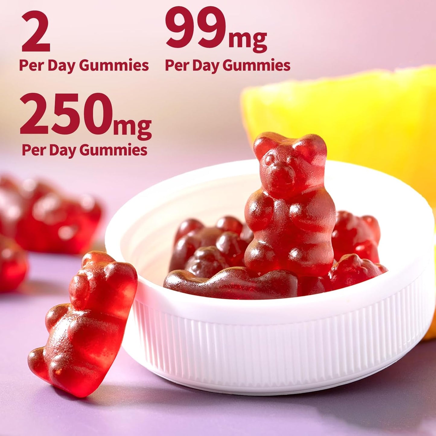 Raspberry Gummies with Potassium Citrate 99mg and Magnesium Citrate 250mg - Immune Support and Muscle Health - 60 Count