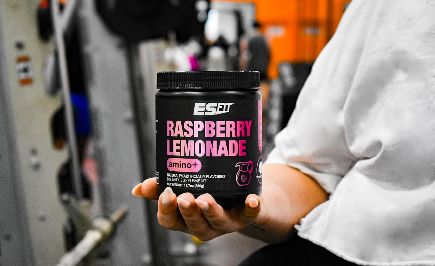 Raspberry Lemonade Amino+ Powder with Caffeine and Green Tea Extract - BCAA, Amino Acids, Zero Sugar, Low Calorie, Pre and Post Workout Supplement