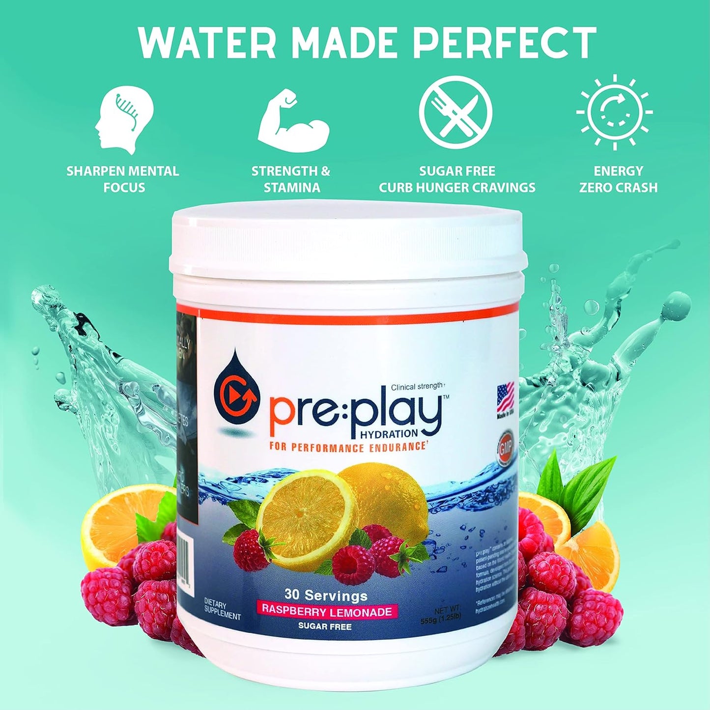 Raspberry Lemonade Hydration and Energy Drink Powder - 30 Servings