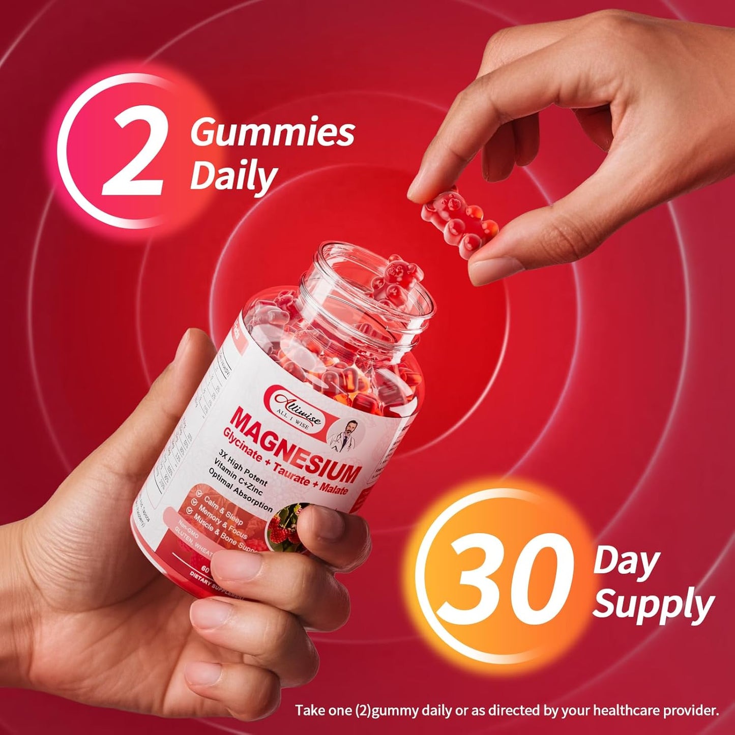 Raspberry Magnesium Gummies with Potassium, Vitamins D, C, B6 - Body Support Supplement for Adults, 30 Days Supply