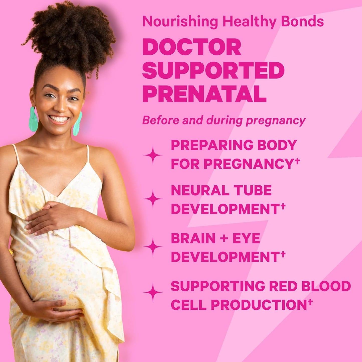 Raspberry Prenatal Vitamin Gummies with Folic Acid, Vitamin D, & B6 for Women - Supports Fetal Development & Morning Sickness - 60 Count