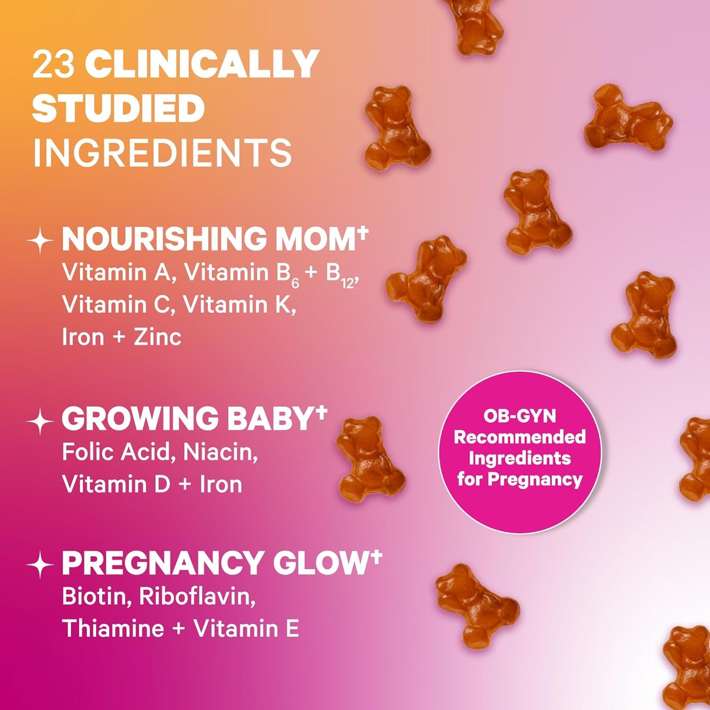 Raspberry Prenatal Vitamin Gummies with Folic Acid, Vitamin D, & B6 for Women - Supports Fetal Development & Morning Sickness - 60 Count