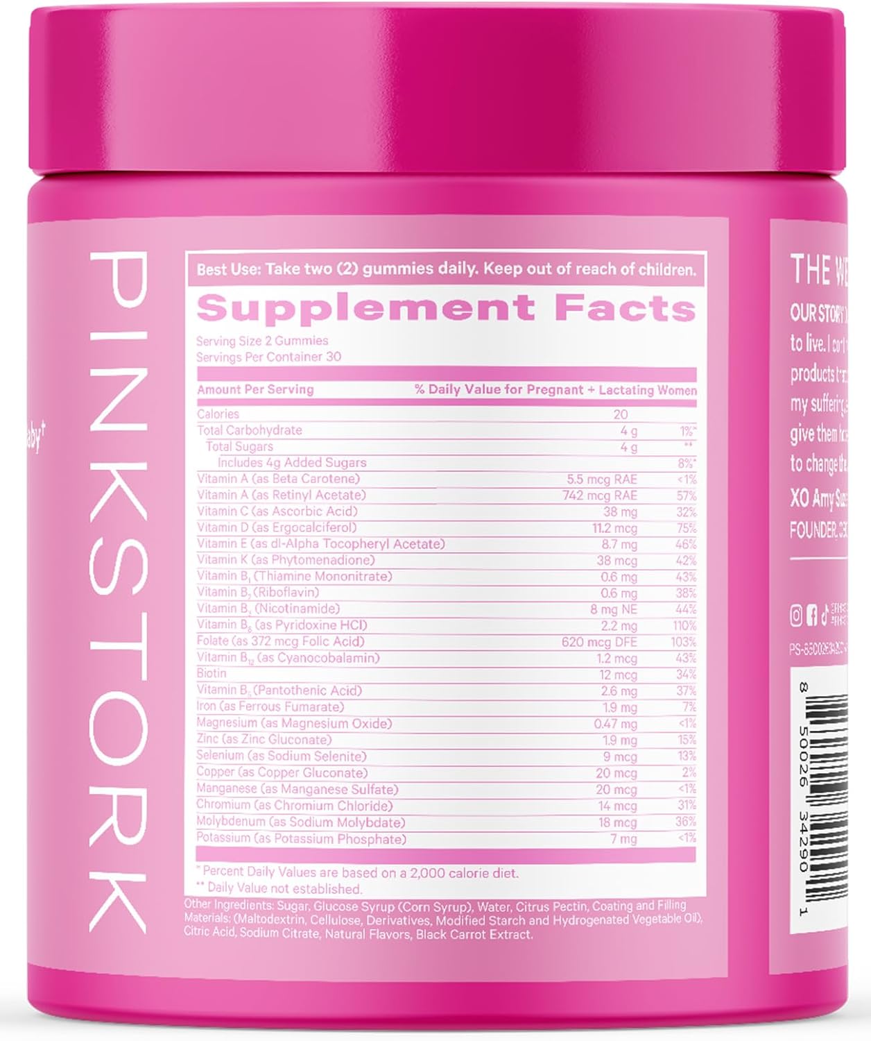 Raspberry Prenatal Vitamin Gummies with Folic Acid, Vitamin D, & B6 for Women - Supports Fetal Development & Morning Sickness - 60 Count