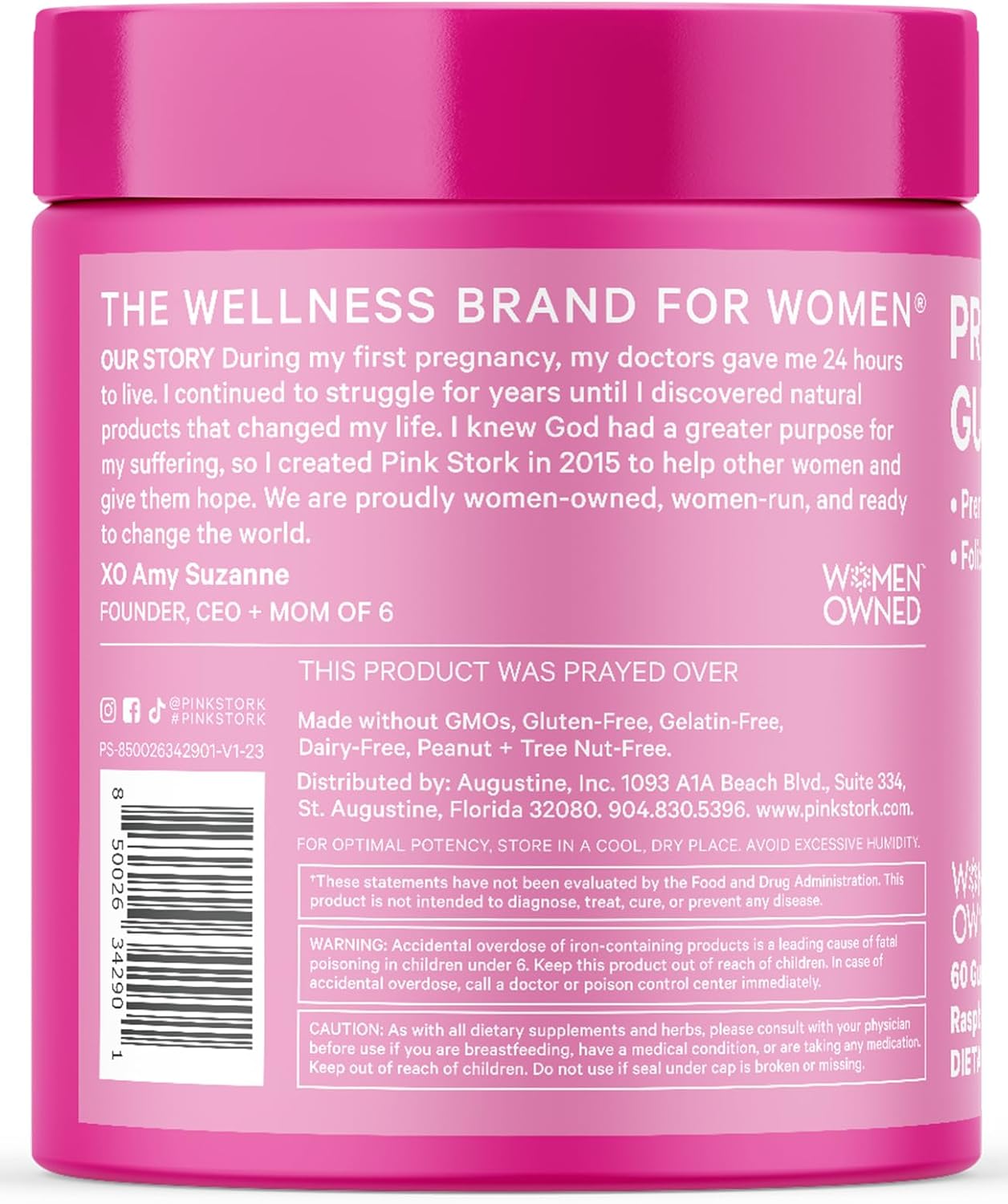 Raspberry Prenatal Vitamin Gummies with Folic Acid, Vitamin D, & B6 for Women - Supports Fetal Development & Morning Sickness - 60 Count