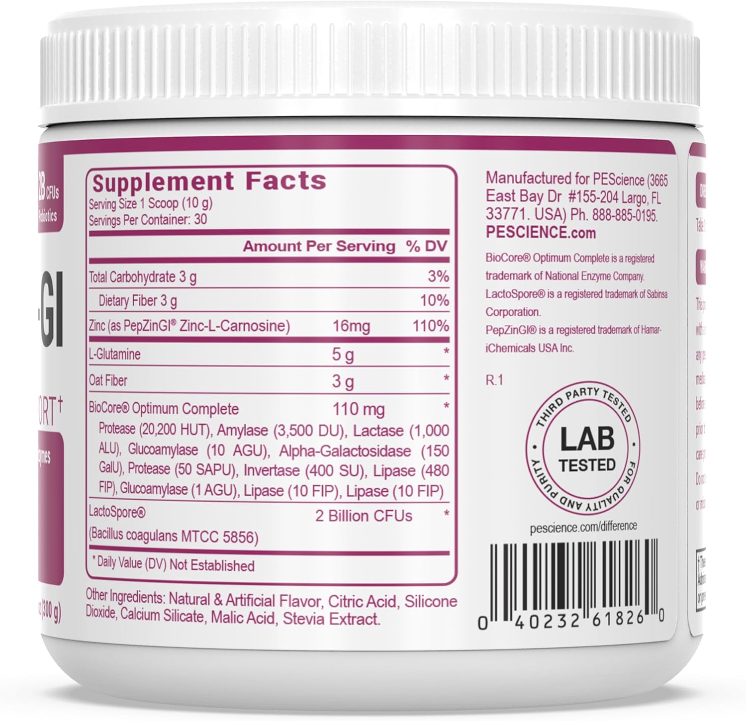 Raspberry Probiotic Powder with Digestive Enzymes and Prebiotic Fiber - 30 Servings